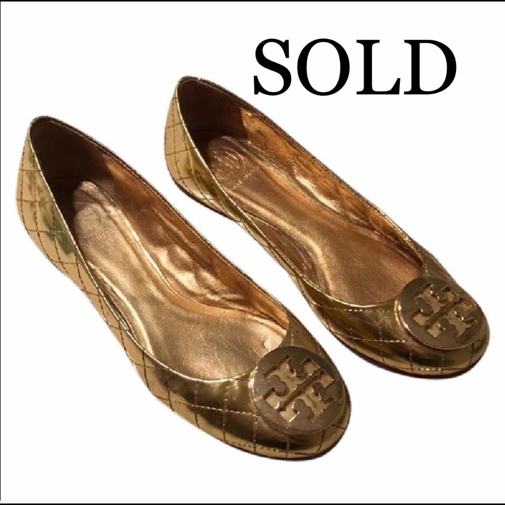 SALE ENDS TONIGHT! Tory Burch Gold Flats - 7.5